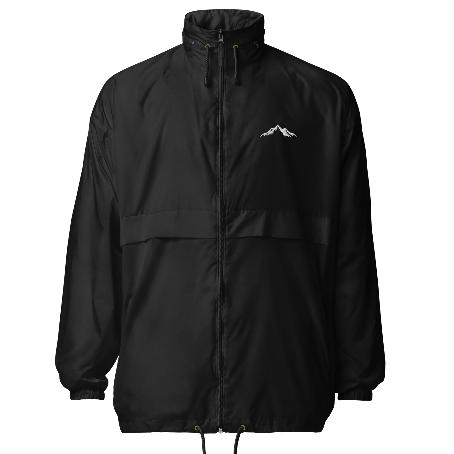 Black windproof jacket with a small skoggl logo on the right chest