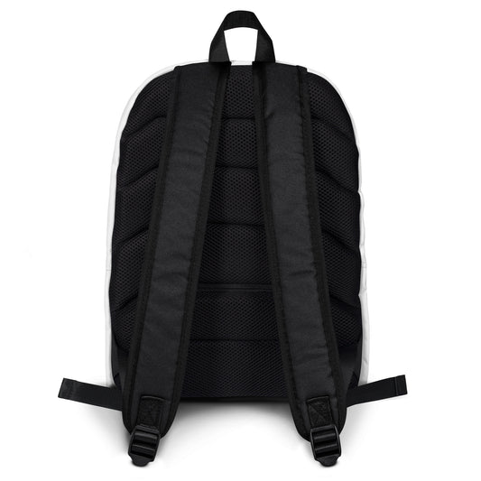 Black skoggl backpack shown from the back on a white background