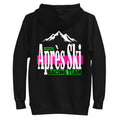 Black hoodie with 'Après Ski Racing Team' text and mountain graphic on the back from Skoggl