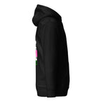 Black Skoggl après-ski hoodie shown from the right side, highlighting the relaxed fit and clean, logo-free side.
