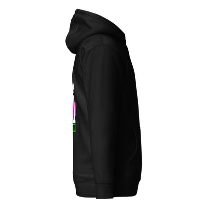 Black Skoggl après-ski hoodie shown from the right side, highlighting the relaxed fit and clean, logo-free side.