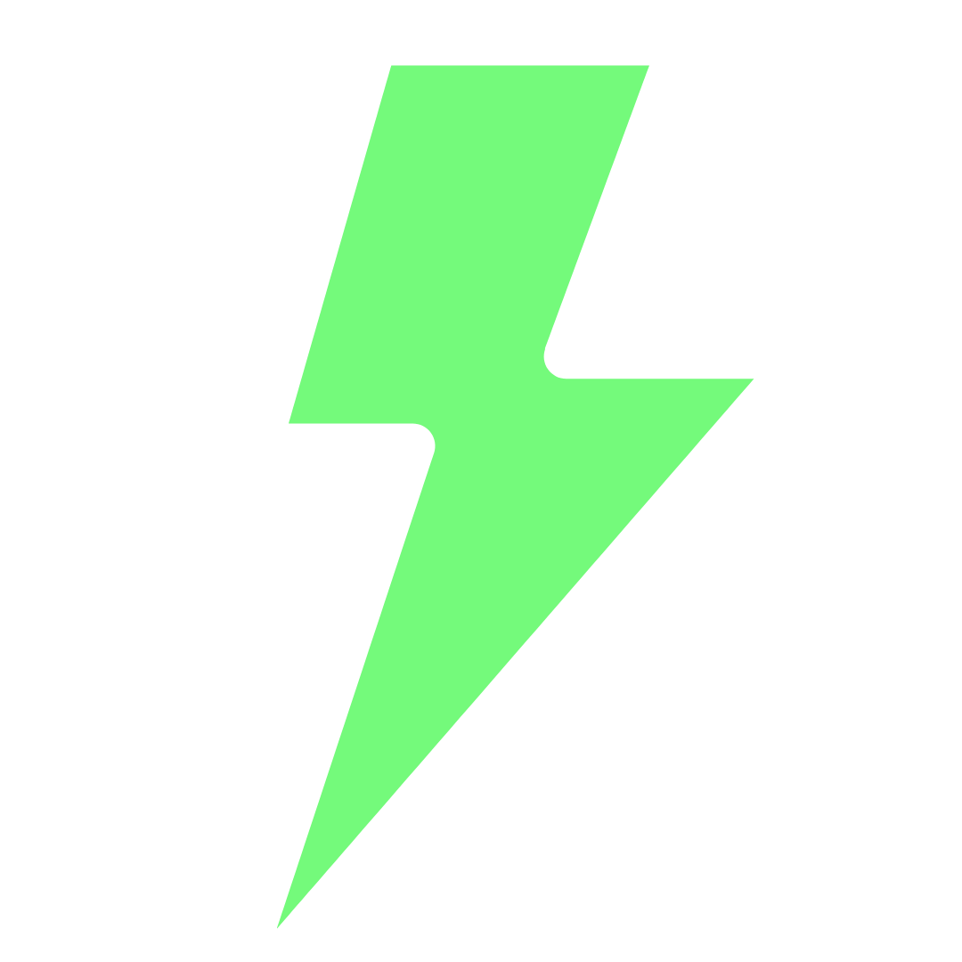 A single vertical lightning strike icon, representing the instant, high-strength magnetic lenses of Skoggl's interchangeable ski and snowboard goggle lens system.