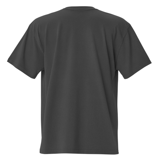 Faded black Skoggl t-shirt with white mountain design and logo centered on chest