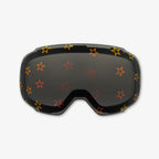 Close-up of the Starstruck Lens, a magnetic ski and snowboard goggle lens featuring bold star designs. Highlights the easy-swap magnetic feature, vibrant patterns, and high-performance clarity for style and adaptability on the slopes. Perfect for pairing with Skoggl frames.
