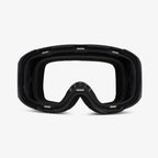 Black ski and snowboard goggle frame with an empty lens slot, showcasing the magnetic lens feature for easy swaps. Viewed from the front against a plain white background, highlighting its sleek, customizable design and compatibility with Skoggl lenses and straps for style and performance on the slopes.