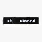 A bold black strap designed for ski and snowboard goggles, featuring durable material and easy attachment for a secure, customizable fit. Perfect for pairing with Skoggl frames to add a pop of color and style to your winter sports gear.