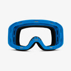 Blue ski and snowboard goggle frame with an empty lens slot, showcasing the magnetic lens feature for easy swaps. Viewed from the front against a plain white background, highlighting its sleek, customizable design and compatibility with Skoggl lenses and straps for style and performance on the slopes.