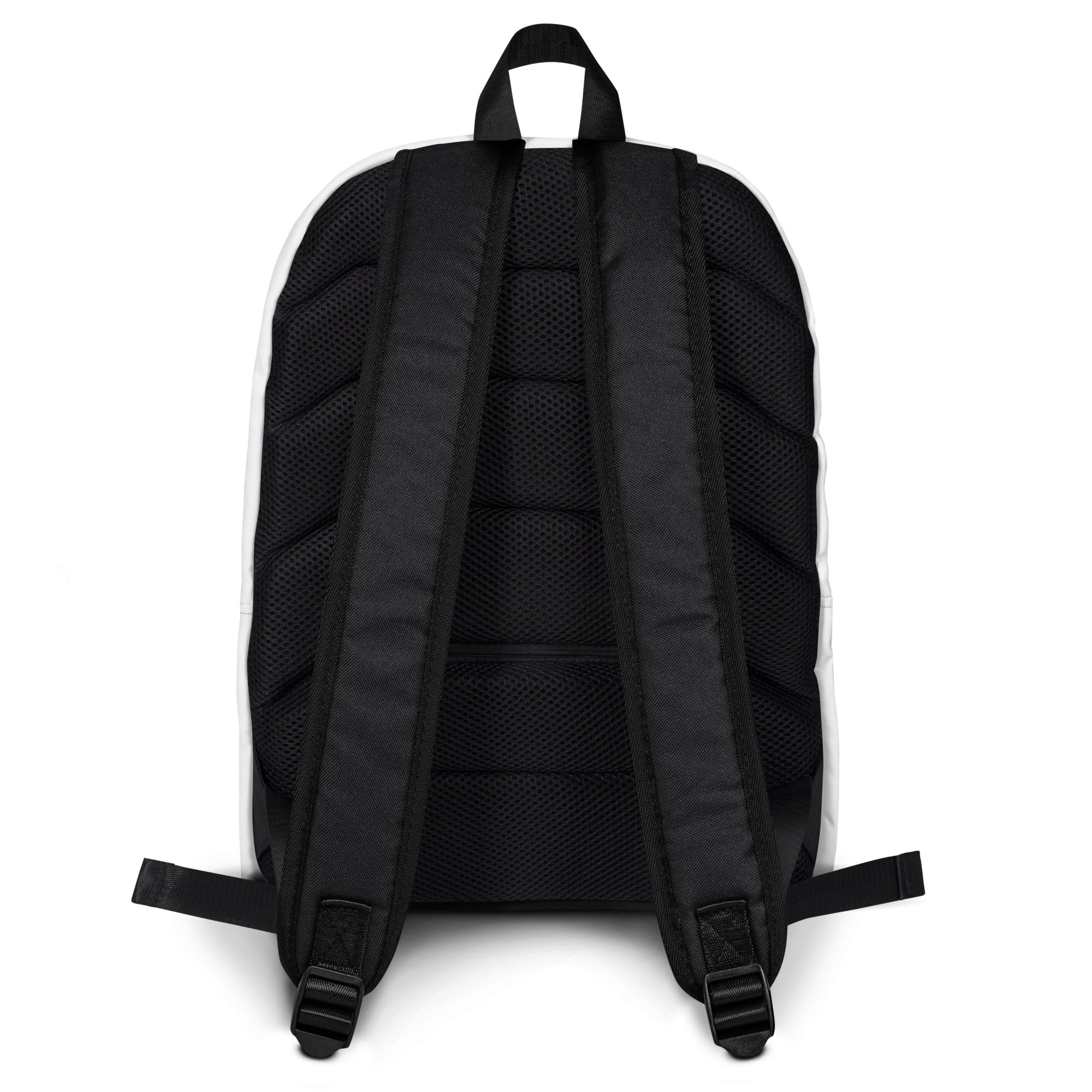 Black skoggl backpack shown from the back on a white background