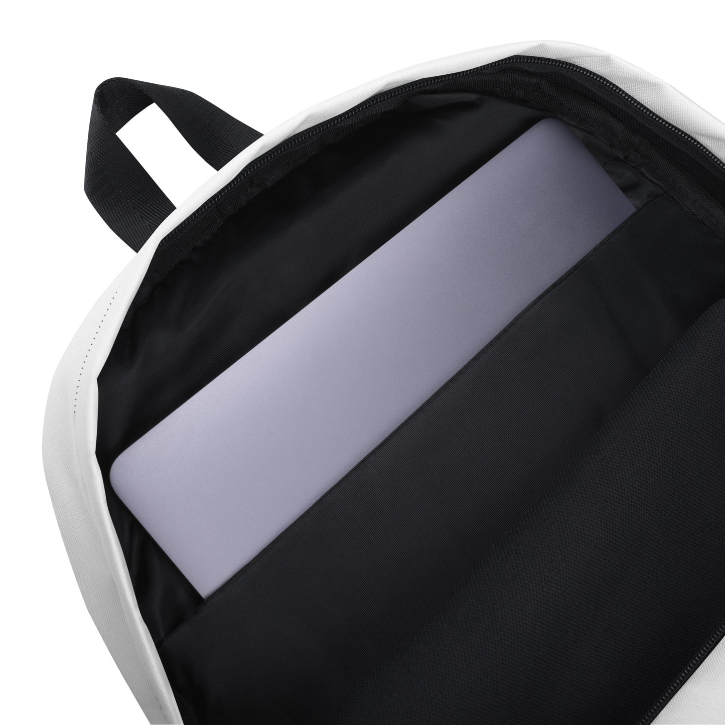 Skoggl backpack interior with a laptop compartment on a white background