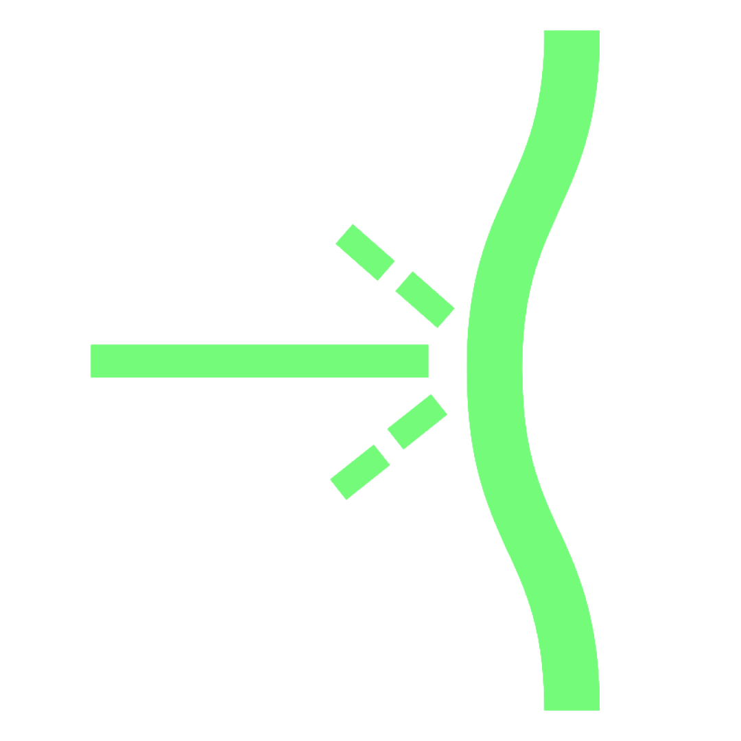 Skoggl Green impact resistant sign with a curved arrow on a white background