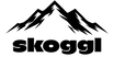 Black mountain logo with 'skoggl' text on a white background