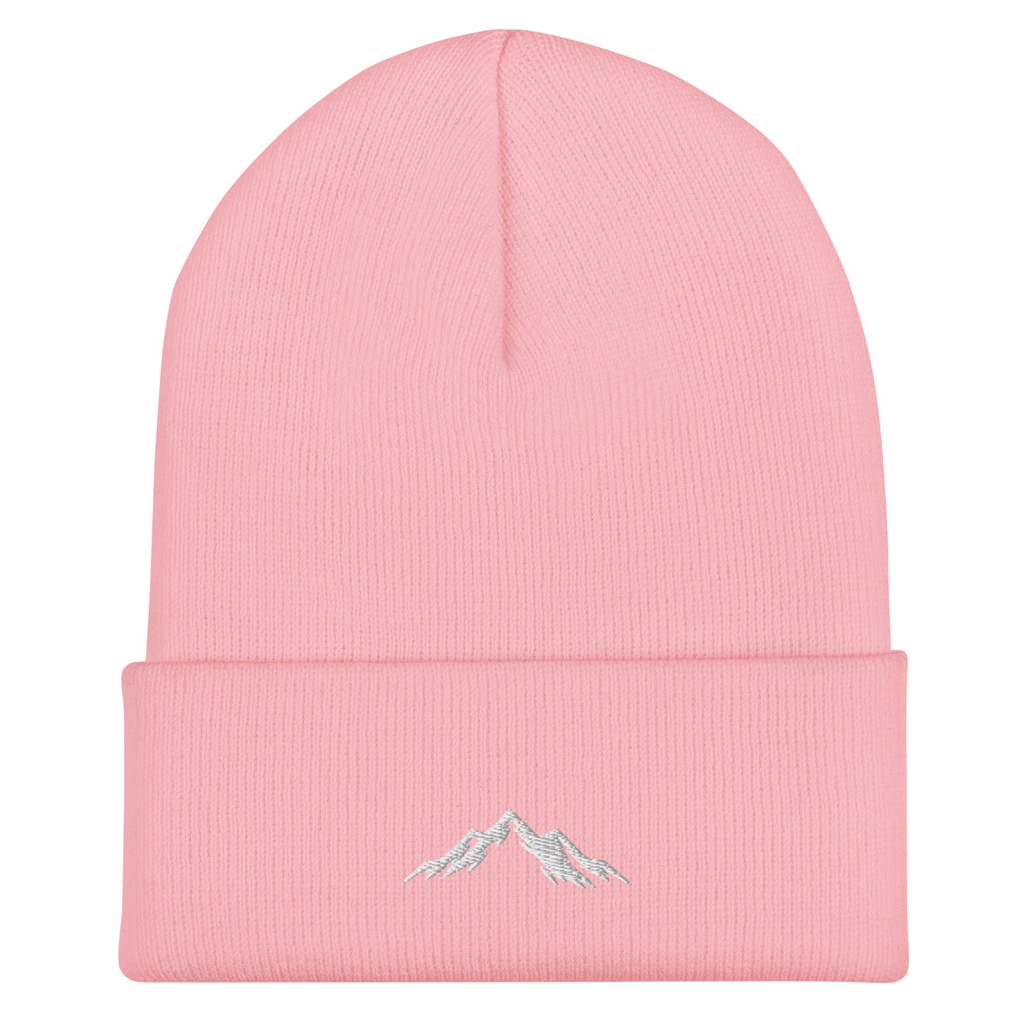Baby Pink Skoggl mountain beanie with embroidered logo on front