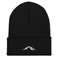 Black Skoggl mountain beanie with embroidered mountain logo on front