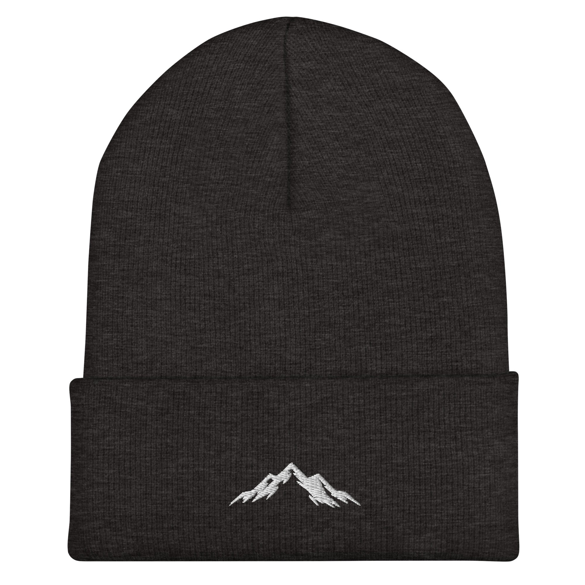 Dark Grey Skoggl mountain beanie with embroidered logo on front