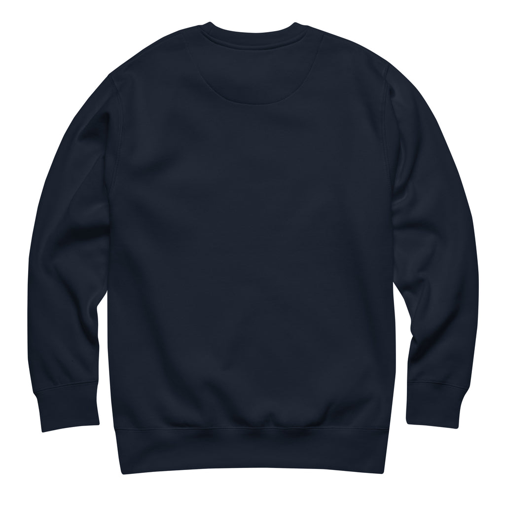Navy Skoggl Après Ski Instructor sweatshirt with yellow embroidered chest text, fleece-lined for warmth.