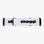 A pure white strap designed for ski and snowboard goggles, featuring durable material and easy attachment for a secure, customizable fit. Perfect for pairing with Skoggl frames to add a pop of color and style to your winter sports gear.