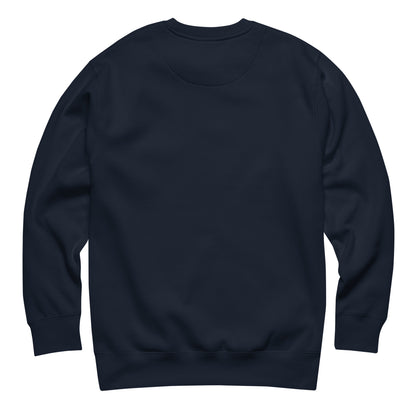 Back of Navy blue sweatshirt from Skoggl on a white background