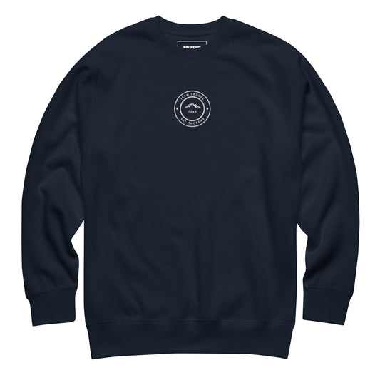 Navy Team Skoggl Jumper – Val Thorens fleece-lined crew neck with white embroidery.”