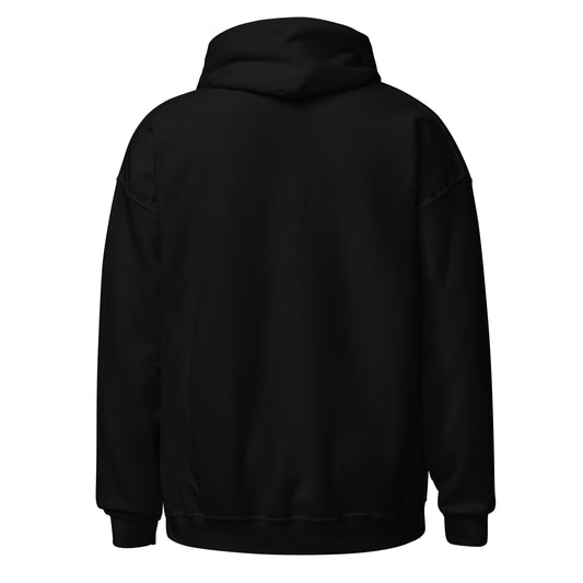 Black hoodie shown from the back on a white background from Skoggl.